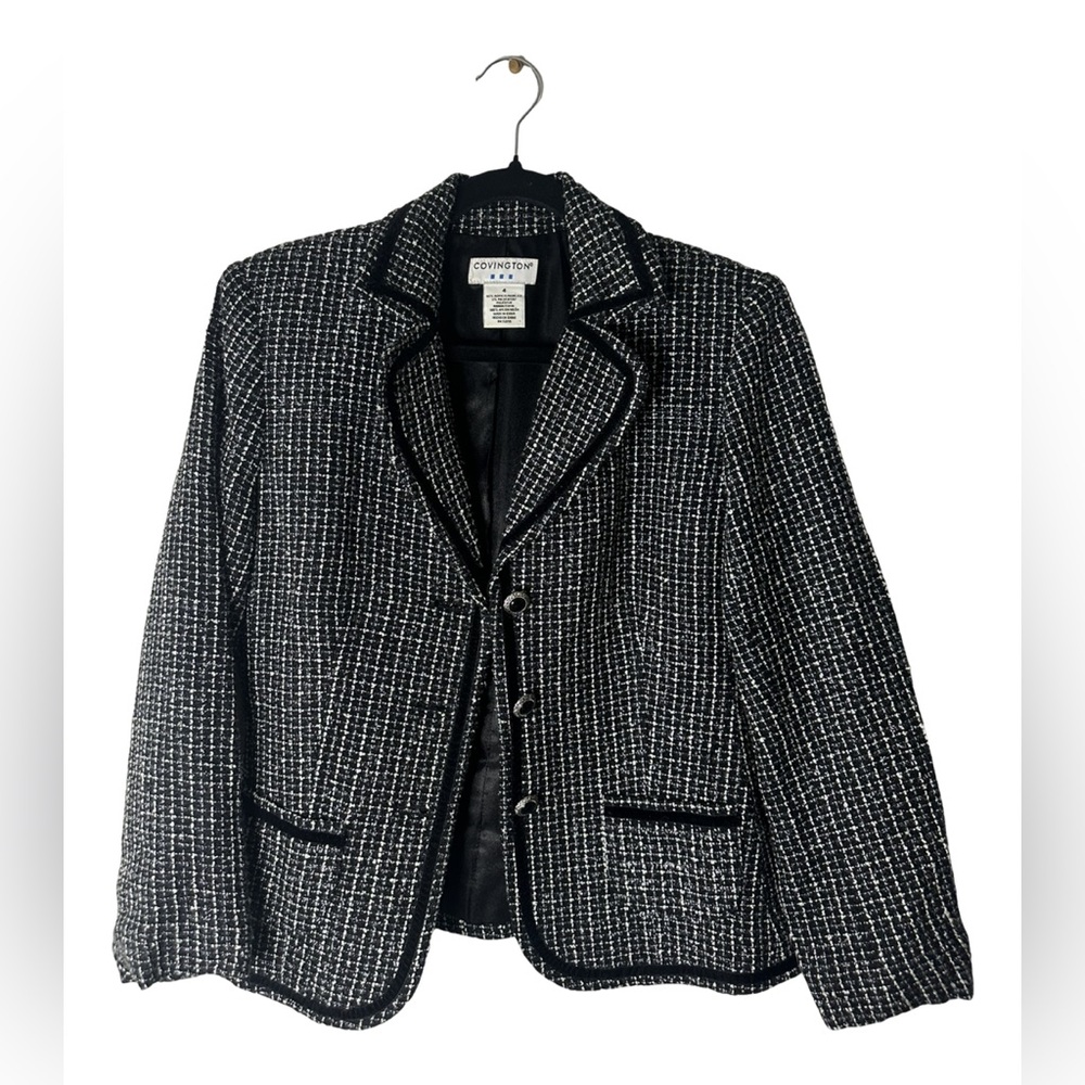 Covington Black and White Plaid Blazer